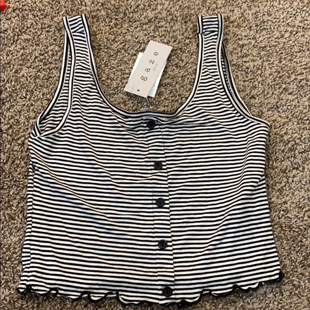 white and black striped tank top